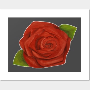 Orange rose handpainted gouache watercolor Posters and Art